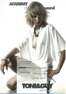 Attestato Toni&Guy Education: Advanced Cutting and Technical Seminar