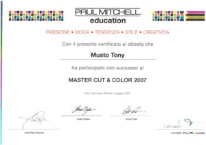 Attestato Paul Mitchell: Master Cut & Color