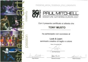 Attestato Paul Mitchell: Signature Gathering Europa, Look & Learn