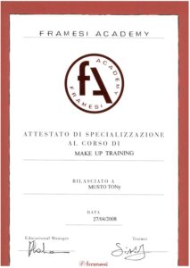 Attestato Framesi Academy: Make Up Training