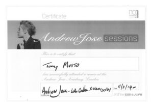 Attestato Andrew Jose Academy, Londra: Andrew Jose Sessions