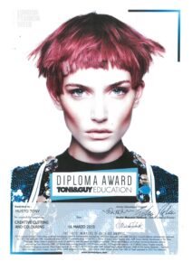 Attestato Toni&Guy Education: Creative Cutting and Colouring