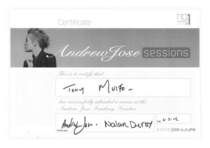 Attestato Andrew Jose Academy, Londra: Andrew Jose Sessions