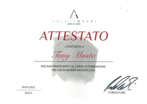 Attestato Andrea Magri: Precision Barber Masterclass