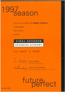 Attestato Vidal Sassoon: Advanced Academy