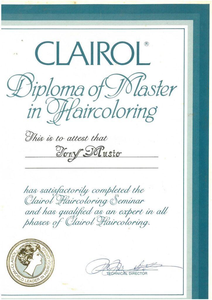 Diploma of Master in Haircoloring Clairol